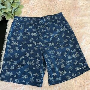 Columbia PFG Omni Shade Blue Tropical Beach Lined Swim Trunks Boys Sz XL 18/20